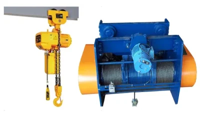 125 – 1600 Kgs chain Hoist and 1000 – 10000 Kgs Wire Rope Hoist